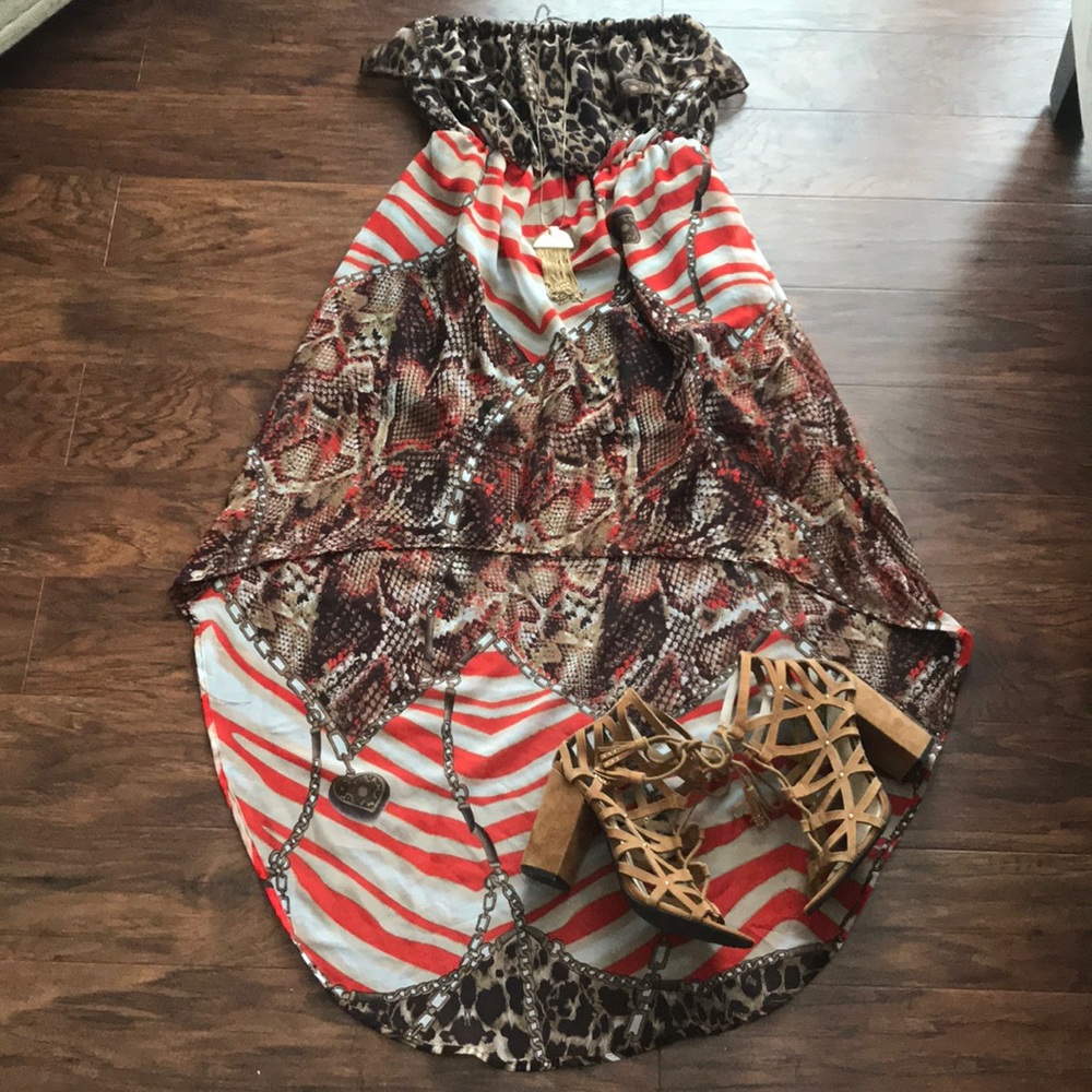 NO SHOULDER DRESS 👗 ANIMAL PRINT
